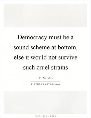 Democracy must be a sound scheme at bottom, else it would not survive such cruel strains Picture Quote #1