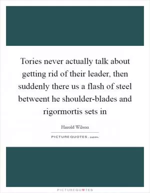 Tories never actually talk about getting rid of their leader, then suddenly there us a flash of steel betweent he shoulder-blades and rigormortis sets in Picture Quote #1