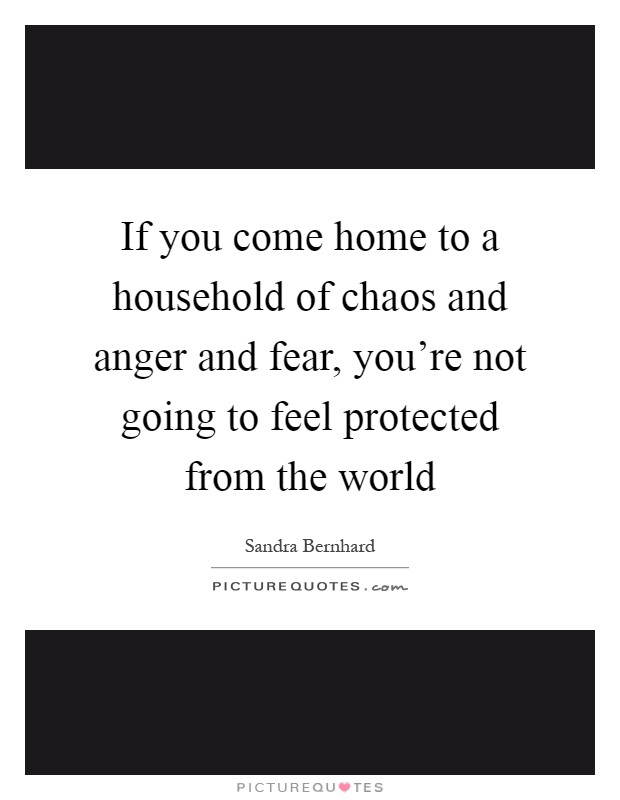 If you come home to a household of chaos and anger and fear, you're not going to feel protected from the world Picture Quote #1
