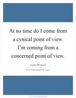 At no time do I come from a cynical point of view. I’m coming from a concerned point of view Picture Quote #1