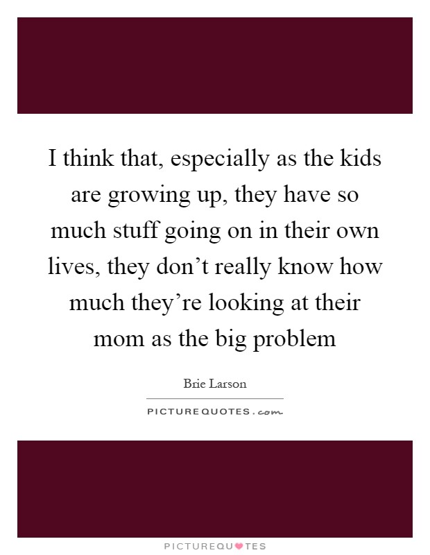 I think that, especially as the kids are growing up, they have so much stuff going on in their own lives, they don't really know how much they're looking at their mom as the big problem Picture Quote #1