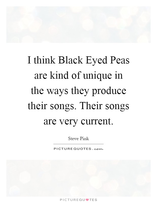I think Black Eyed Peas are kind of unique in the ways they produce their songs. Their songs are very current Picture Quote #1