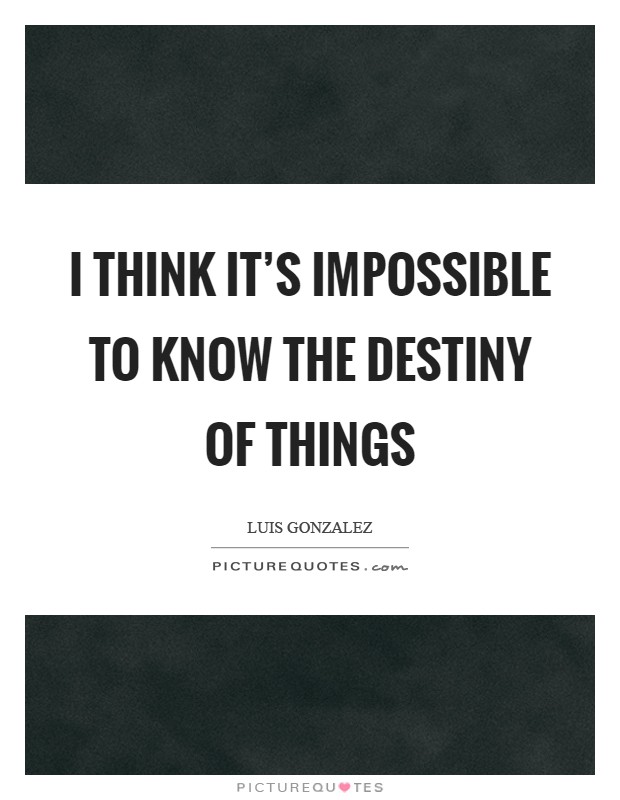 I think it's impossible to know the destiny of things Picture Quote #1