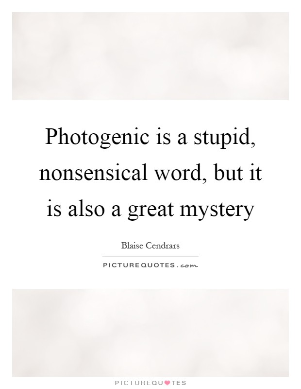 Photogenic is a stupid, nonsensical word, but it is also a great mystery Picture Quote #1