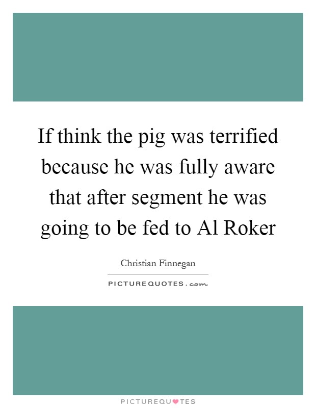 If think the pig was terrified because he was fully aware that after segment he was going to be fed to Al Roker Picture Quote #1