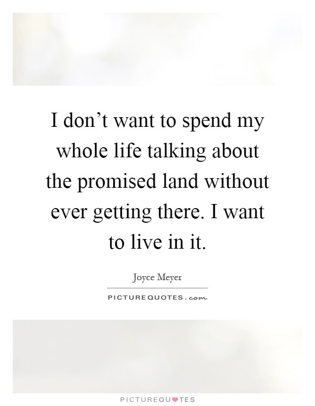 I don't want to spend my whole life talking about the promised land without ever getting there. I want to live in it Picture Quote #1