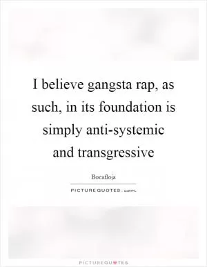 I believe gangsta rap, as such, in its foundation is simply anti-systemic and transgressive Picture Quote #1