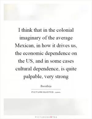 I think that in the colonial imaginary of the average Mexican, in how it drives us, the economic dependence on the US, and in some cases cultural dependence, is quite palpable, very strong Picture Quote #1