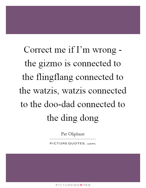 Correct me if I'm wrong - the gizmo is connected to the flingflang connected to the watzis, watzis connected to the doo-dad connected to the ding dong Picture Quote #1