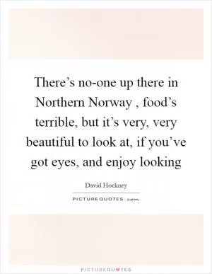 There’s no-one up there in Northern Norway , food’s terrible, but it’s very, very beautiful to look at, if you’ve got eyes, and enjoy looking Picture Quote #1