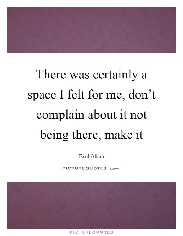 There was certainly a space I felt for me, don't complain about it not being there, make it Picture Quote #1