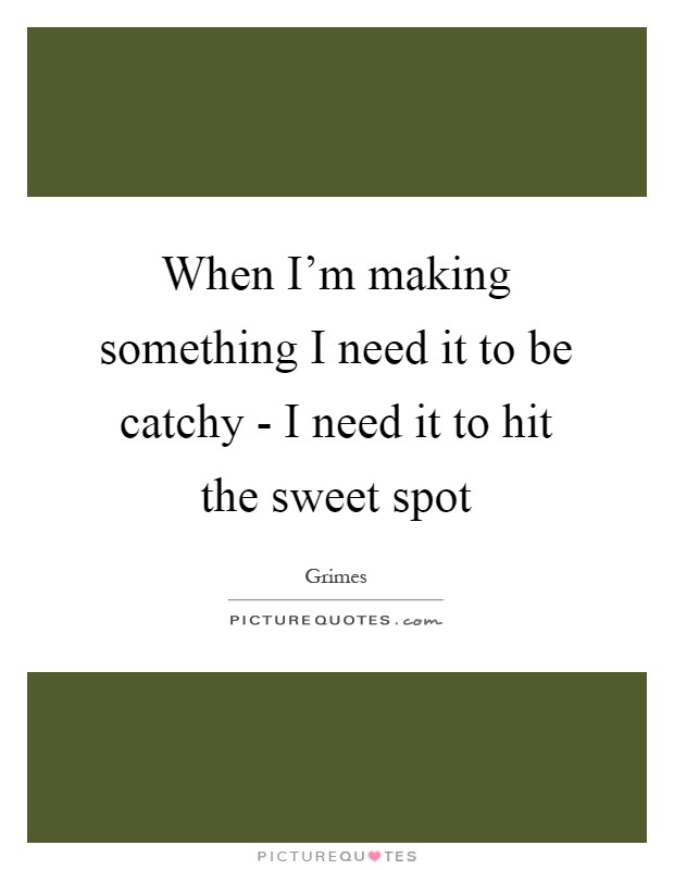 When I'm making something I need it to be catchy - I need it to hit the sweet spot Picture Quote #1