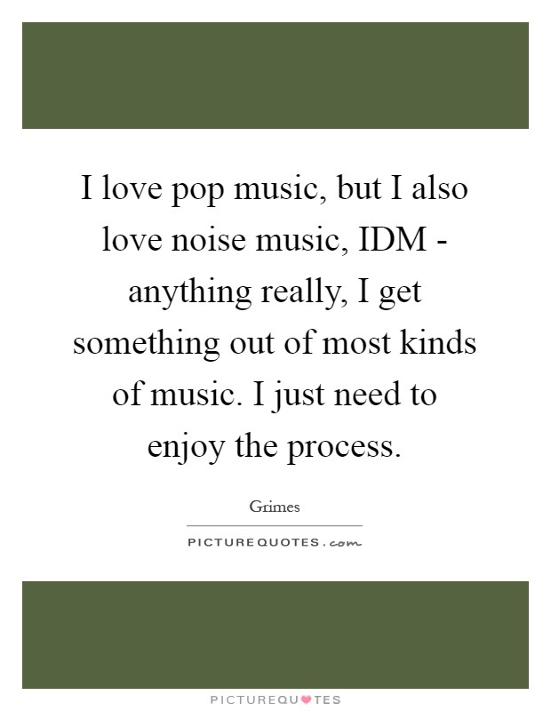 I love pop music, but I also love noise music, IDM - anything really, I get something out of most kinds of music. I just need to enjoy the process Picture Quote #1