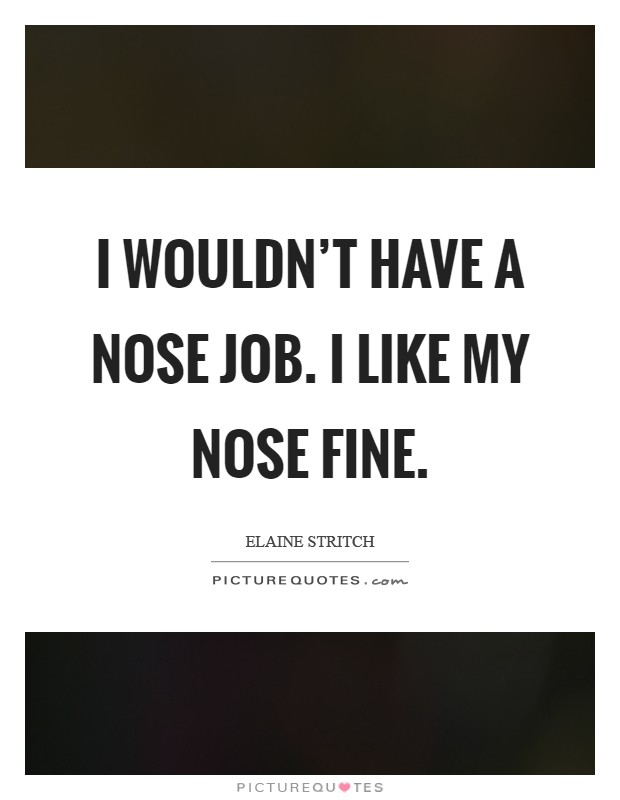 I wouldn't have a nose job. I like my nose fine Picture Quote #1