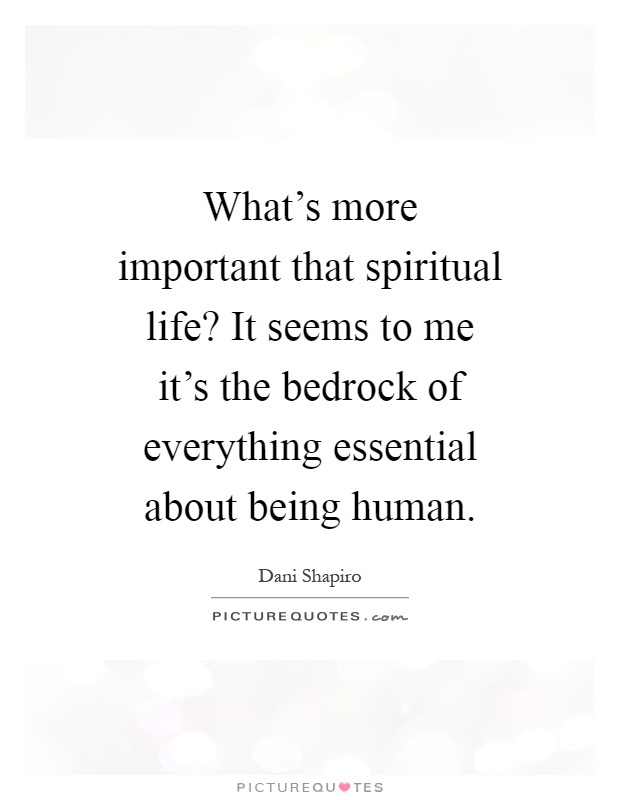 What's more important that spiritual life? It seems to me it's the bedrock of everything essential about being human Picture Quote #1