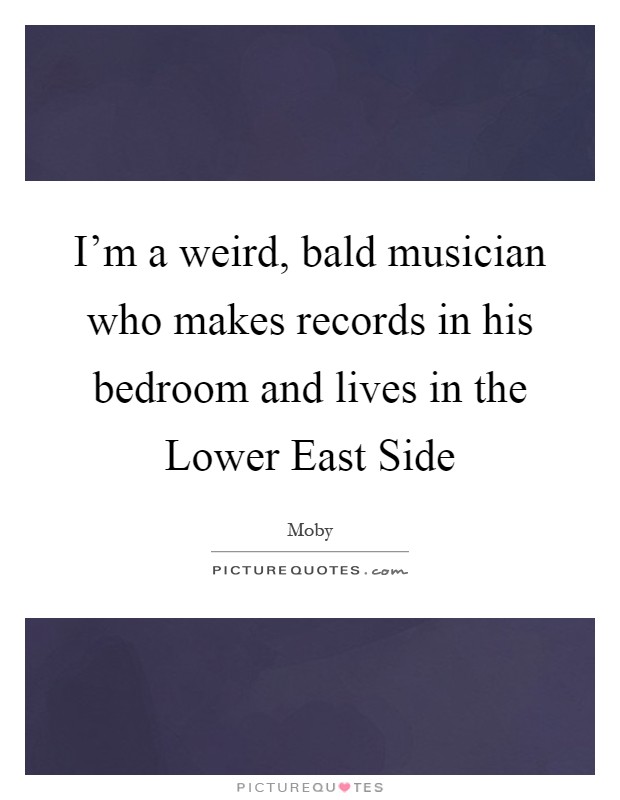 I'm a weird, bald musician who makes records in his bedroom and lives in the Lower East Side Picture Quote #1