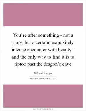 You’re after something - not a story, but a certain, exquisitely intense encounter with beauty - and the only way to find it is to tiptoe past the dragon’s cave Picture Quote #1