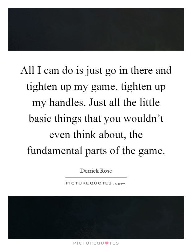 All I can do is just go in there and tighten up my game, tighten up my handles. Just all the little basic things that you wouldn't even think about, the fundamental parts of the game Picture Quote #1