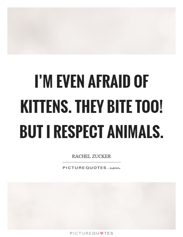 I'm even afraid of kittens. They bite too! But I respect animals Picture Quote #1