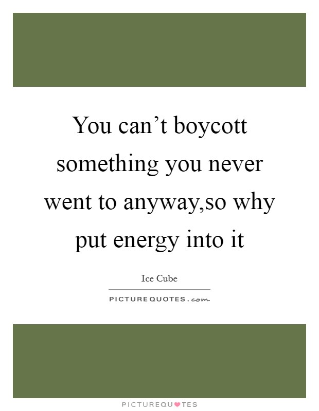 You can't boycott something you never went to anyway,so why put energy into it Picture Quote #1