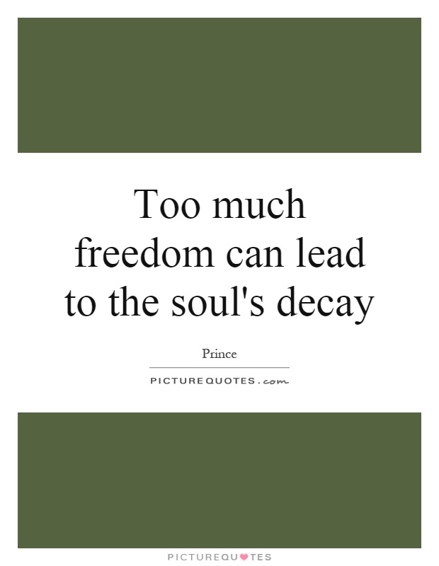 Too much freedom can lead to the soul's decay Picture Quote #1