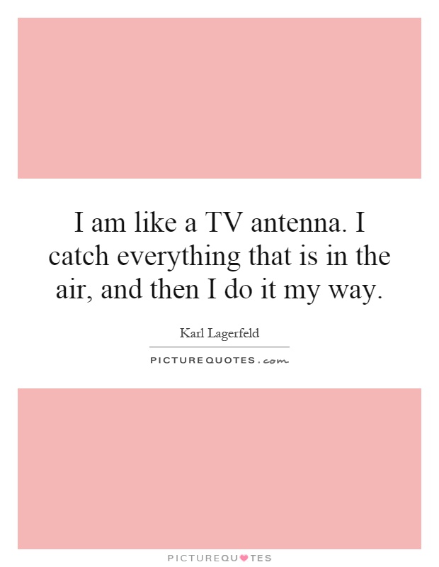 I am like a TV antenna. I catch everything that is in the air, and then I do it my way Picture Quote #1