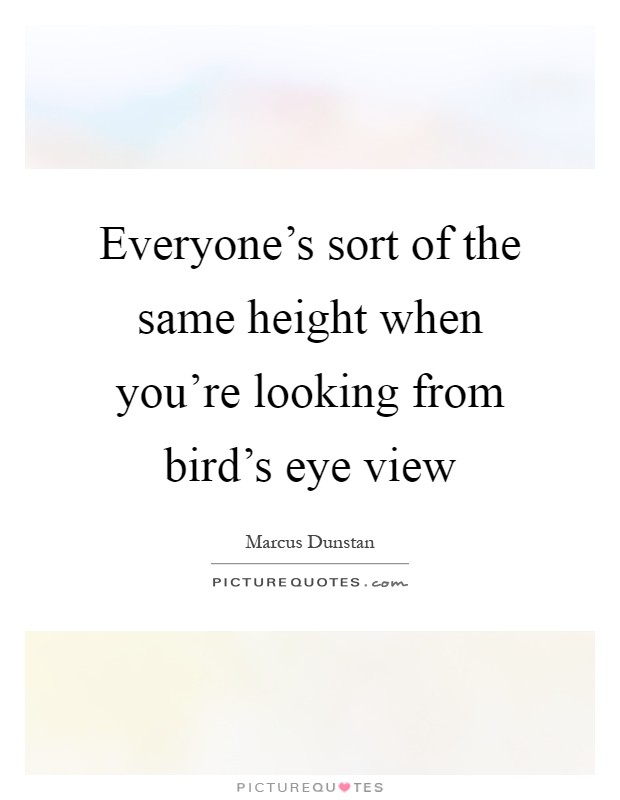 Everyone's sort of the same height when you're looking from bird's eye view Picture Quote #1