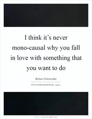 I think it’s never mono-causal why you fall in love with something that you want to do Picture Quote #1