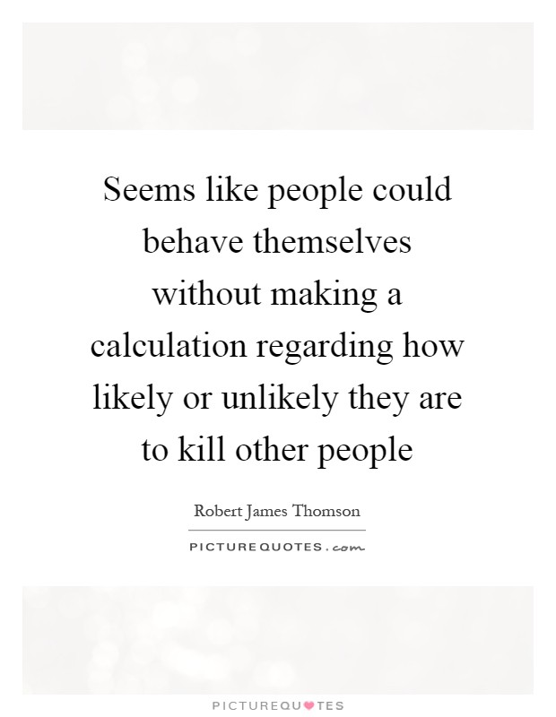 Seems like people could behave themselves without making a calculation regarding how likely or unlikely they are to kill other people Picture Quote #1