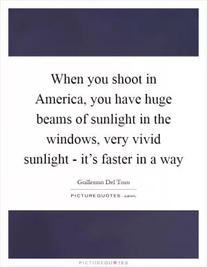 When you shoot in America, you have huge beams of sunlight in the windows, very vivid sunlight - it’s faster in a way Picture Quote #1