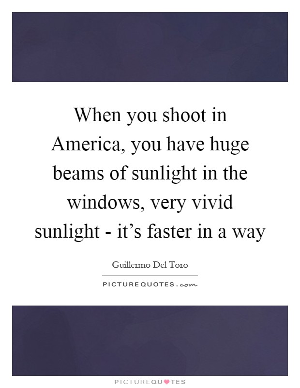 When you shoot in America, you have huge beams of sunlight in the windows, very vivid sunlight - it's faster in a way Picture Quote #1