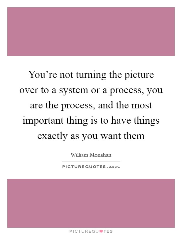 You're not turning the picture over to a system or a process, you are the process, and the most important thing is to have things exactly as you want them Picture Quote #1