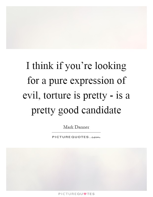 I think if you're looking for a pure expression of evil, torture is pretty - is a pretty good candidate Picture Quote #1