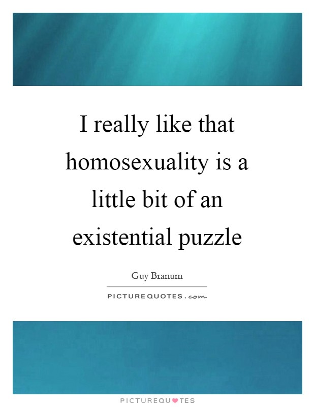 I really like that homosexuality is a little bit of an existential puzzle Picture Quote #1