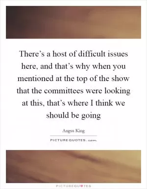 There’s a host of difficult issues here, and that’s why when you mentioned at the top of the show that the committees were looking at this, that’s where I think we should be going Picture Quote #1