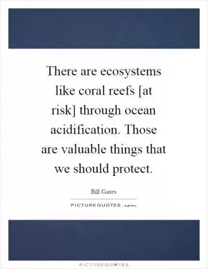 There are ecosystems like coral reefs [at risk] through ocean acidification. Those are valuable things that we should protect Picture Quote #1