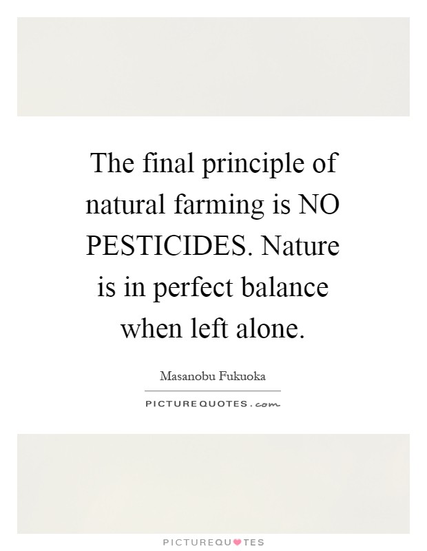 The final principle of natural farming is NO PESTICIDES. Nature is in perfect balance when left alone Picture Quote #1
