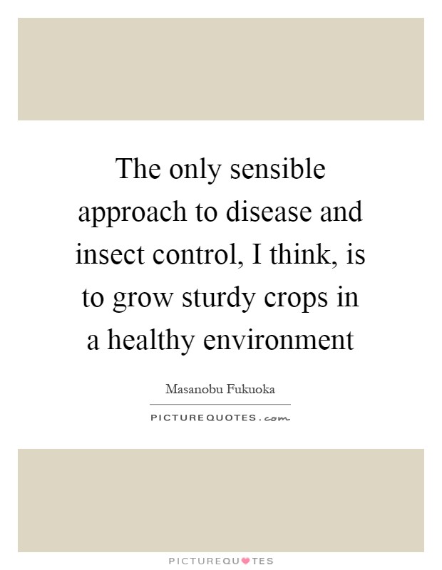 The only sensible approach to disease and insect control, I think, is to grow sturdy crops in a healthy environment Picture Quote #1