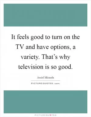 It feels good to turn on the TV and have options, a variety. That’s why television is so good Picture Quote #1