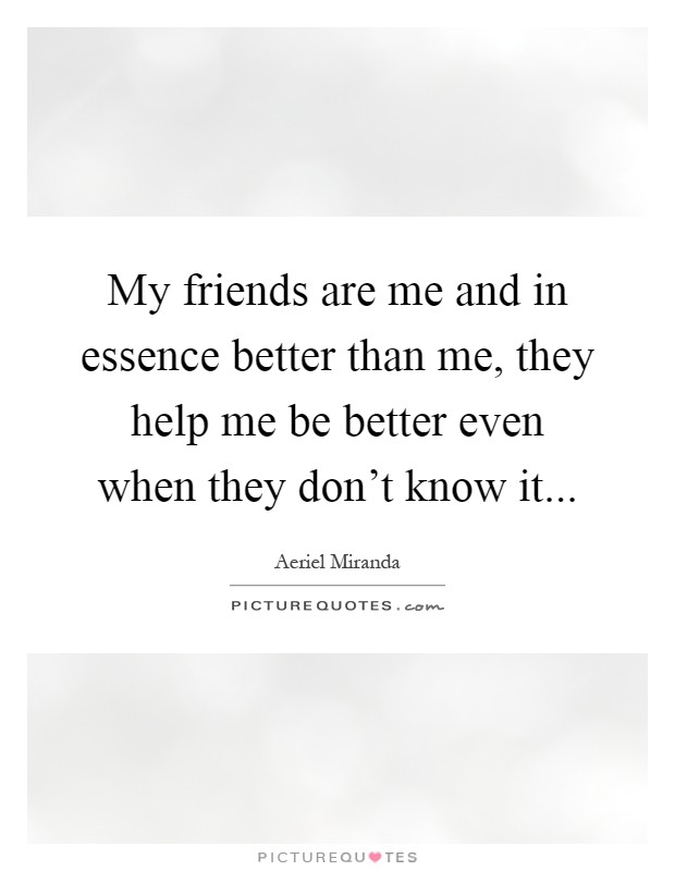 My friends are me and in essence better than me, they help me be better even when they don't know it Picture Quote #1