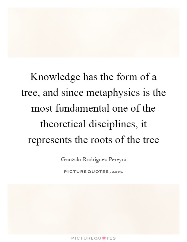 Knowledge has the form of a tree, and since metaphysics is the most fundamental one of the theoretical disciplines, it represents the roots of the tree Picture Quote #1