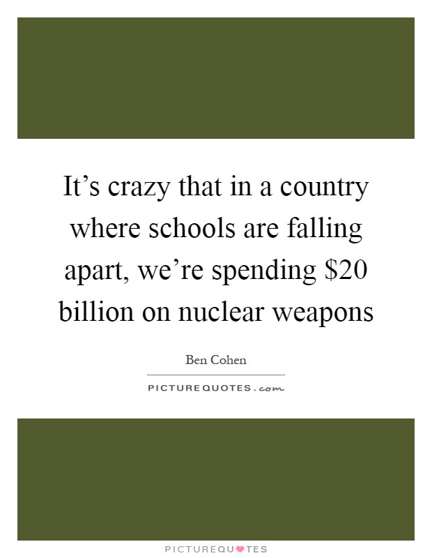 It's crazy that in a country where schools are falling apart, we're spending $20 billion on nuclear weapons Picture Quote #1