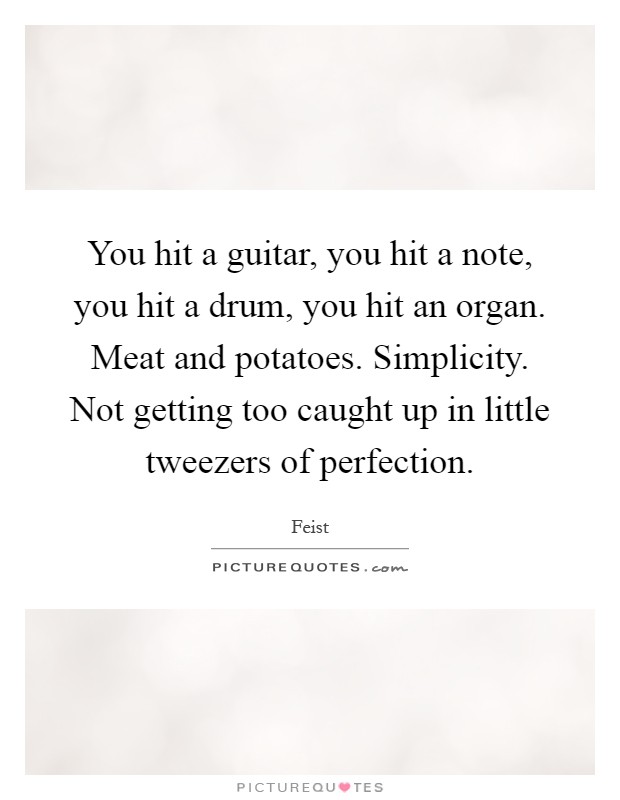You hit a guitar, you hit a note, you hit a drum, you hit an organ. Meat and potatoes. Simplicity. Not getting too caught up in little tweezers of perfection Picture Quote #1