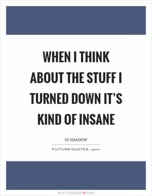 When I think about the stuff I turned down it’s kind of insane Picture Quote #1