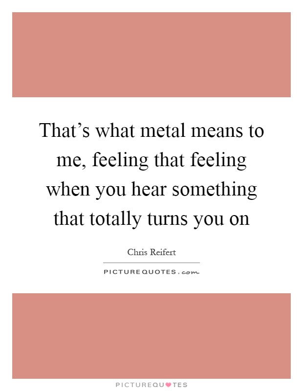 That's what metal means to me, feeling that feeling when you hear something that totally turns you on Picture Quote #1