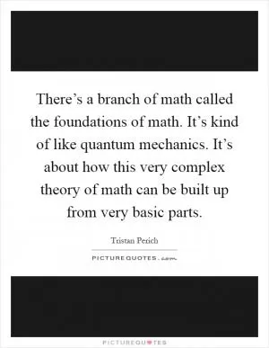 There’s a branch of math called the foundations of math. It’s kind of like quantum mechanics. It’s about how this very complex theory of math can be built up from very basic parts Picture Quote #1