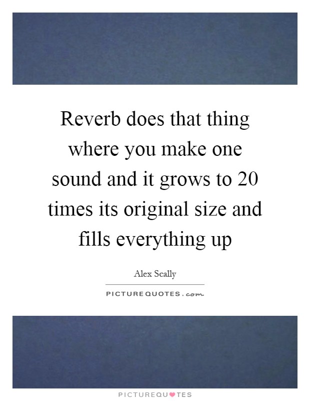 Reverb does that thing where you make one sound and it grows to 20 times its original size and fills everything up Picture Quote #1