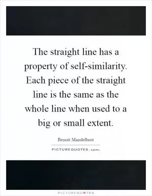 The straight line has a property of self-similarity. Each piece of the straight line is the same as the whole line when used to a big or small extent Picture Quote #1