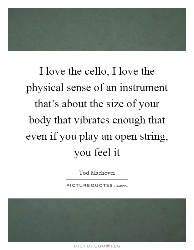 I love the cello, I love the physical sense of an instrument that's about the size of your body that vibrates enough that even if you play an open string, you feel it Picture Quote #1