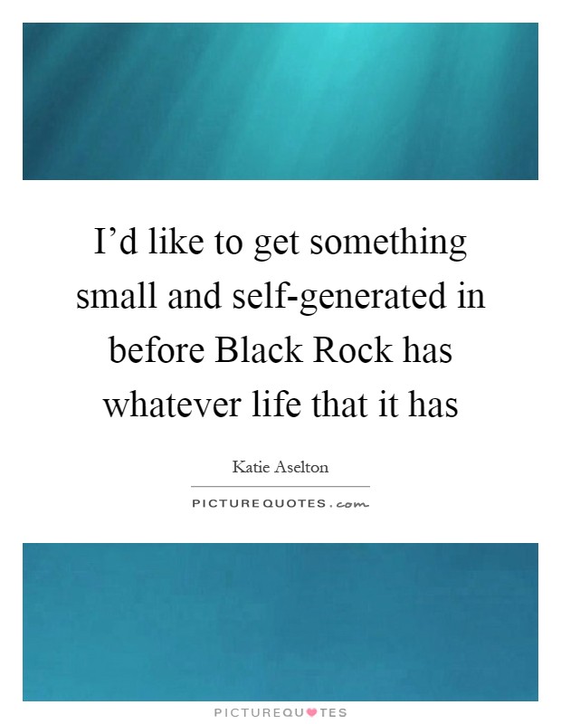 I'd like to get something small and self-generated in before Black Rock has whatever life that it has Picture Quote #1
